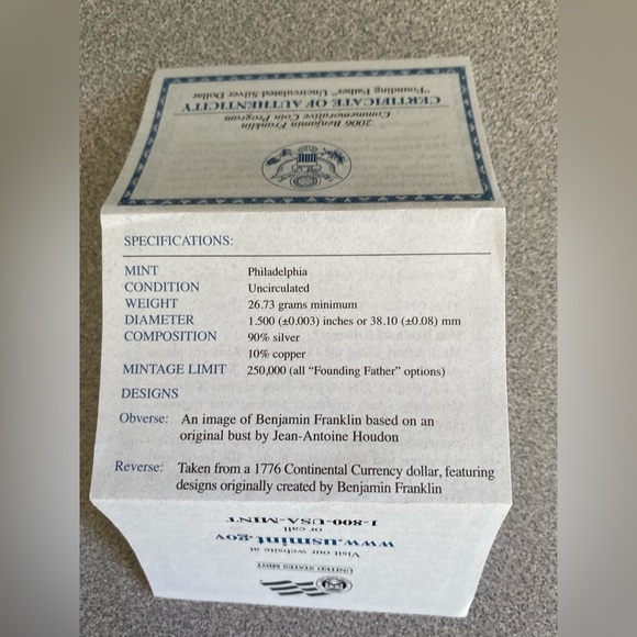 Benjamin Franklin Commemorative Coin Program Set - Picture 8 of 12